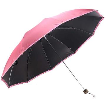 天堂 三折晴雨伞黑胶防晒男女通用商务大伞太阳伞，31849E酱红 61cm*10骨加大加固 售卖规格：1把