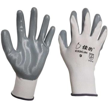 佳的 白色涤纶丁腈浸胶手套，C22CJH 9#，12双/打，240双/箱 售卖规格：1打