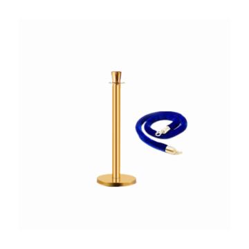 锦安行 皇冠款不锈钢挂绳迎宾礼宾柱，金色立柱+蓝色绒绳，φ320×950mm，绳长1.5m，JCH-Y200-3 售卖规格：1个