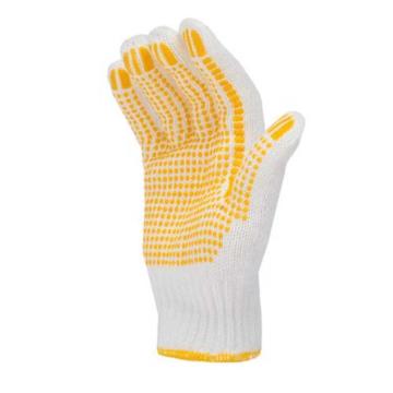 添盾 点塑纱线手套，TD-GL720G-黄点 10针，漂白，720g，涤棉，12副/打 售卖规格：12副/打