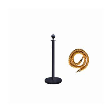 锦安行 圆头款不锈钢挂绳迎宾礼宾柱，黑色立柱+黄色麻绳，φ320×950mm，绳长1.5m，JCH-Y200-58 售卖规格：1个