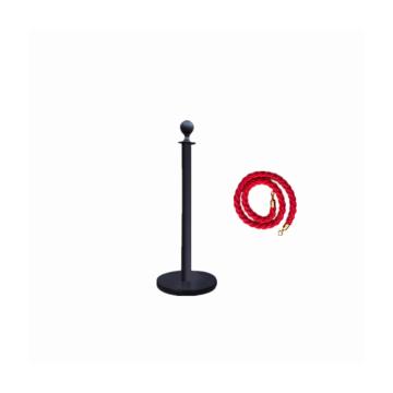 锦安行 圆头款不锈钢挂绳迎宾礼宾柱，黑色立柱+红色麻绳，φ320×950mm，绳长1.5m，JCH-Y200-51 售卖规格：1个