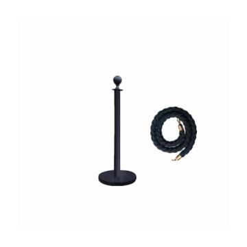 锦安行 圆头款不锈钢挂绳迎宾礼宾柱，黑色立柱+黑色麻绳，φ320×950mm，绳长1.5m，JCH-Y200-49 售卖规格：1个