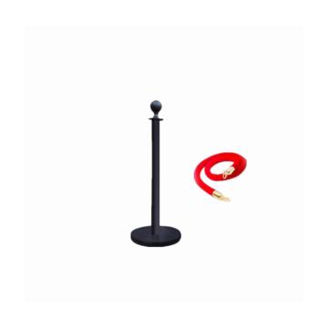 锦安行 圆头款不锈钢挂绳迎宾礼宾柱，黑色立柱+红色绒绳，φ320×950mm，绳长1.5m，JCH-Y200-20 售卖规格：1个
