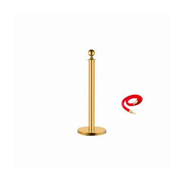 锦安行 圆头款不锈钢挂绳迎宾礼宾柱，金色立柱+红色绒绳，φ320×950mm，绳长1.5m，JCH-Y200-17 售卖规格：1个