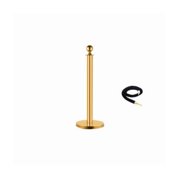 锦安行 圆头款不锈钢挂绳迎宾礼宾柱，金色立柱+黑色绒绳，φ320×950mm，绳长1.5m，JCH-Y200-16 售卖规格：1个