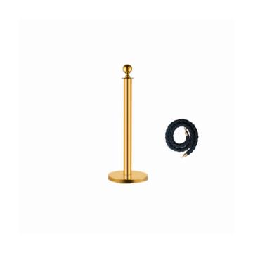锦安行 圆头款不锈钢挂绳迎宾礼宾柱，金色立柱+黑色麻绳，φ320×950mm，绳长1.5m，JCH-Y200-5 售卖规格：1个