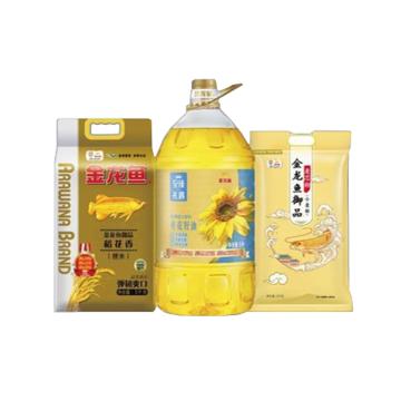 金龙鱼 粮油组合，ZL-组合3 至臻礼遇葵花籽油5L+御品稻花香5KG+御品麦芯小麦粉5kg（一件代发） 售卖规格：1套