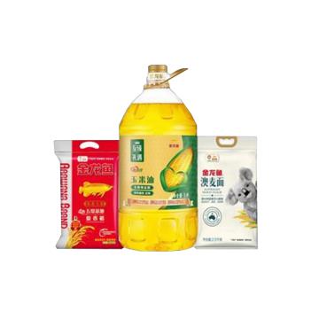 金龙鱼 粮油组合，ZL-组合5 至臻礼遇玉米油5L(非转压榨)+原香稻2.5KG+澳大利亚麦芯小麦粉2.5KG（一件代发） 售卖规格：1套