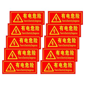 保拉 消防墙面安全警示贴，有电危险，350×140mm，PVC材质，7851 售卖规格：1张
