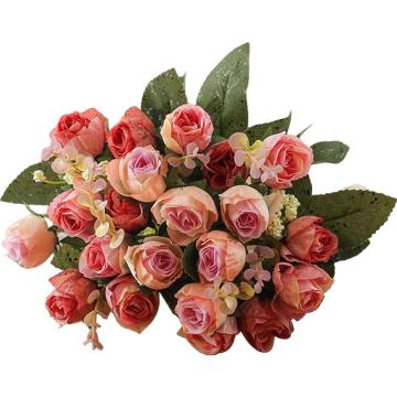 安赛瑞 仿真花，8H00334 绢花假花办公室玄关装饰摆件,单束欧式小玫瑰,粉色 售卖规格：1袋