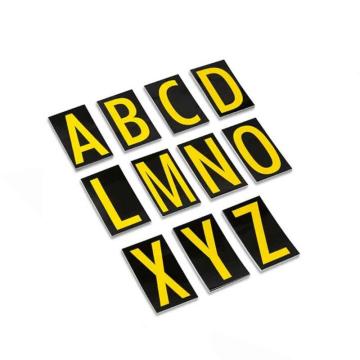 嘉辽 磁性字母标识，黑底黄字自粘性磁性材料，A-Z/组，120*150MM，BSFY0086 售卖规格：5组/包