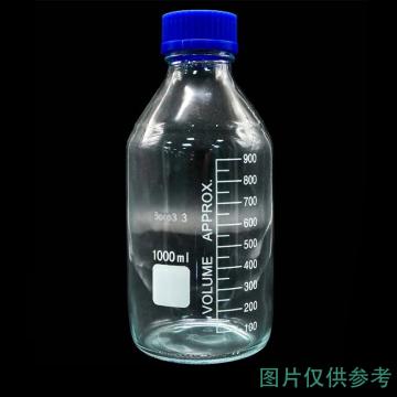 冰禹 蓝盖试剂瓶透明 丝口玻璃瓶 螺纹口带刻度，BY-2464 高硼硅1000ml 售卖规格：1个
