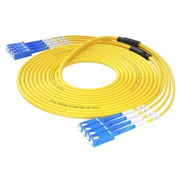 海乐 单模分支光缆4芯SC-SC束装光纤跳线，HJ-4SC-SC-SF80 预端接分支线PVC外被弯曲不敏感 售卖规格：80米/根