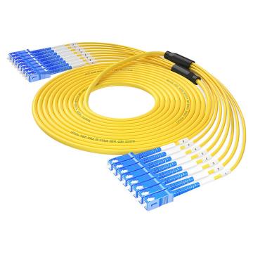 海乐 单模分支光缆8芯SC-SC束装光纤跳线，HJ-8SC-SC-SF80 预端接分支线PVC外被弯曲不敏感 售卖规格：80米/根