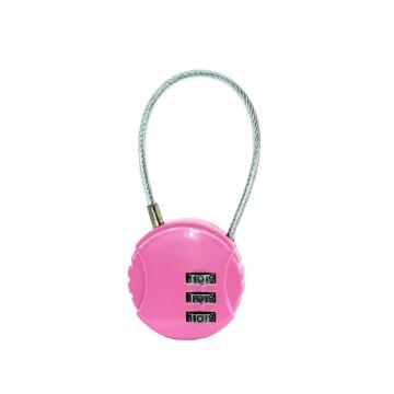 罕码 圆形钢丝绳密码锁粉色，HMLK3114P 售卖规格：1个