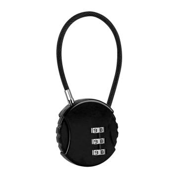 罕码 圆形钢丝绳密码锁黑色，HMLK3114B 售卖规格：1个