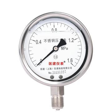匡建仪表 不锈钢耐震压力表，YN-100BF 316L机芯 0-1.6mpa 表盘10厘米 售卖规格：1个