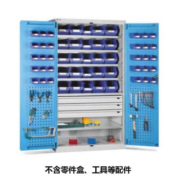 位邦 储物柜，77.6631.12 1023×550×1800mm,蓝门灰柜,对开钢门柜,6层层板,门上带挂板,3抽屉 售卖规格：1个