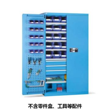 位邦 储物柜，77.6631.02.E 1023×550×1800mm,蓝色,对开钢门柜,密码指纹锁,6层层板,门上带挂板,3单轨抽屉 售卖规格：1个