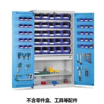 位邦 储物柜，77.6611.12 1023×550×1800mm,蓝门灰柜,对开钢门柜,6层层板,门上带挂板,1抽屉 售卖规格：1个