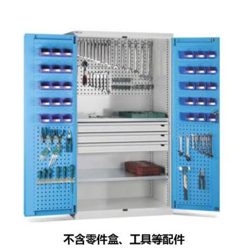 位邦 储物柜，77.6531.12 1023×550×1800mm,蓝门灰柜,对开钢门柜,2层层板,背部、门上带挂板,3抽屉 售卖规格：1个