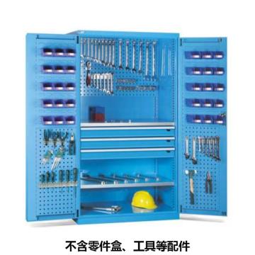 位邦 储物柜，77.6531.02 1023×550×1800mm,蓝色,对开钢门柜,2层层板,背部、门上带挂板,3抽屉 售卖规格：1个