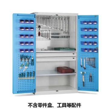 位邦 储物柜，77.6521.12 1023×550×1800mm,蓝门灰柜,对开钢门柜,2层层板,背部、门上带挂板,2抽屉 售卖规格：1个