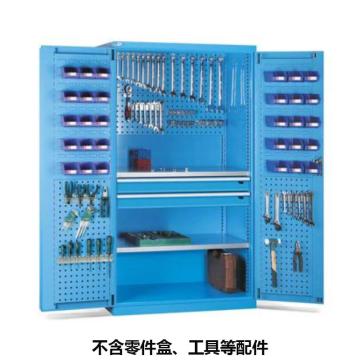 位邦 储物柜，77.6521.02 1023×550×1800mm,蓝色,对开钢门柜,2层层板,背部、门上带挂板,2抽屉 售卖规格：1个