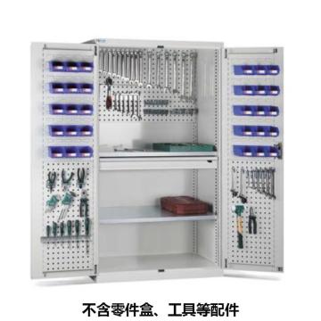 位邦 储物柜，77.6511.01 1023×550×1800mm,灰色,对开钢门柜,2层层板,背部、门上带挂板,1抽屉 售卖规格：1个