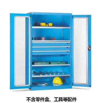 位邦 储物柜,1023×550×1800mm,蓝色,对开玻璃门柜,4层层板,3抽屉，77.6422.02 售卖规格：1个