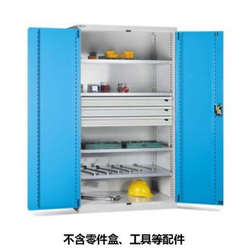 位邦 储物柜，77.6421.12 1023×550×1800mm,蓝门灰柜,对开钢门柜,4层层板,3抽屉 售卖规格：1个