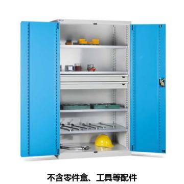 位邦 储物柜，77.6411.12 1023×550×1800mm,蓝门灰柜,对开钢门柜,4层层板,2抽屉 售卖规格：1个