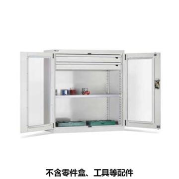 位邦 储物柜,1023×550×1000mm,灰色,对开玻璃门柜,1层层板,2抽屉，77.6222.01 售卖规格：1个