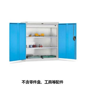 位邦 储物柜，77.6211.12 1023×550×1000mm,蓝门灰柜,对开钢门柜,2层层板,1抽屉 售卖规格：1个