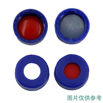 芯硅谷 9mm聚丙烯短螺纹瓶盖垫 描述：白色PTFE/红色橡胶隔垫;黑色盖，P2157-28-100EA 售卖规格：100个/包