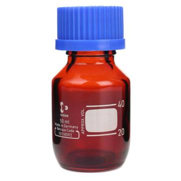 杜兰/DURAN 棕色蓝盖试剂瓶，50ml、 含GL32盖，218061758 售卖规格：1个