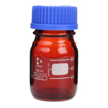 杜兰/DURAN 棕色蓝盖试剂瓶，100ml、含GL45盖，218062454 售卖规格：1个