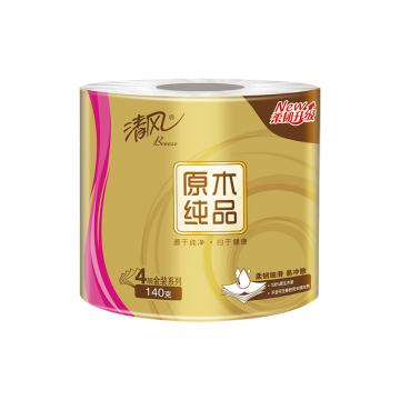 清风/Breeze 原木金装4层140克卷筒卫生纸，B22AFJ2/B22AFJ3 售卖规格：10卷/提