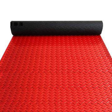 爱柯部落 地垫，维稳C 钢花纹,1.2*6m*3mm 红色 PVC防水防滑 地毯走道 售卖规格：1片