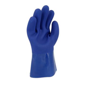 功成狮 PVC防化手套，GW2301 浸塑磨砂耐酸碱手套，27cm，蓝色 售卖规格：1副