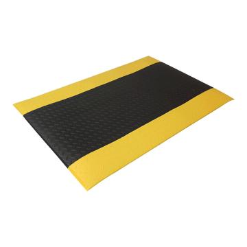 Raxwell 抗疲劳地垫，经济型铁板纹抗疲劳地垫，黑色+黄边，0.6m*1.5m*12mm(宽x长x厚） 单位：片