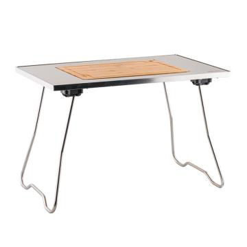 牧高笛 户外露营便携式野餐桌，NX20666020 易携带不锈钢版折叠桌 岩石灰/不锈钢版/竹板 MISC 售卖规格：1个