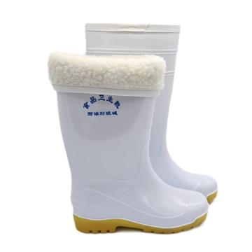 食安库/SHIANKU 食品厂专用卫生水靴，中筒，43码，白色 36cm 加棉款 240743 售卖规格：1双