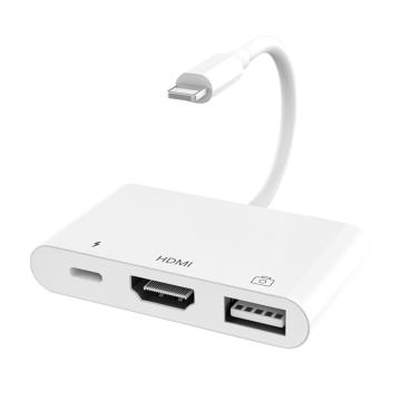 创乘/Checil 苹果三合一扩展坞，CT146W （Lightning转HDMI+USB+快充） 白色 售卖规格：1只