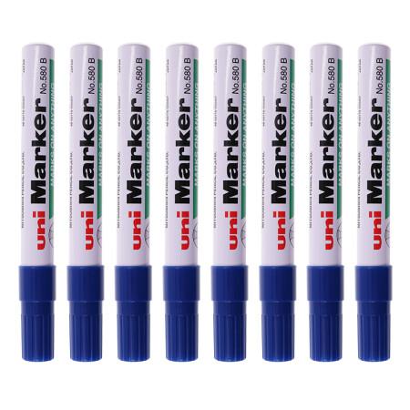 UNI 三菱斜头方嘴油性记号笔，580B蓝色 1-5mm（12支/盒） 售卖规格：1支