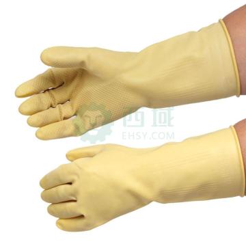 百象 乳胶防化手套，洗衣洗碗家务家用护肤 黄色 L