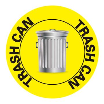 Raxwell 经济型地贴警示标识-垃圾桶，直径400mm，地贴材质，RSSW0152 售卖规格：1张