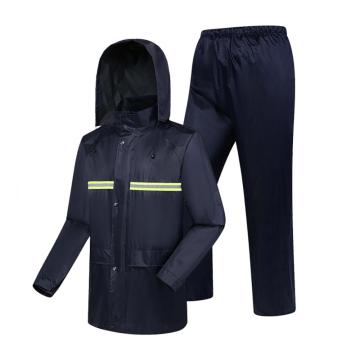 Raxwell 分体双层反光雨衣套装，涤丝纺加厚升级款，190T，黑色，3XL码，RW8158
