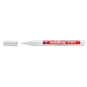 edding 记号笔工业油漆笔，edding 751-白色 耐高温300度 线幅1mm-2mm白色 售卖规格：1支